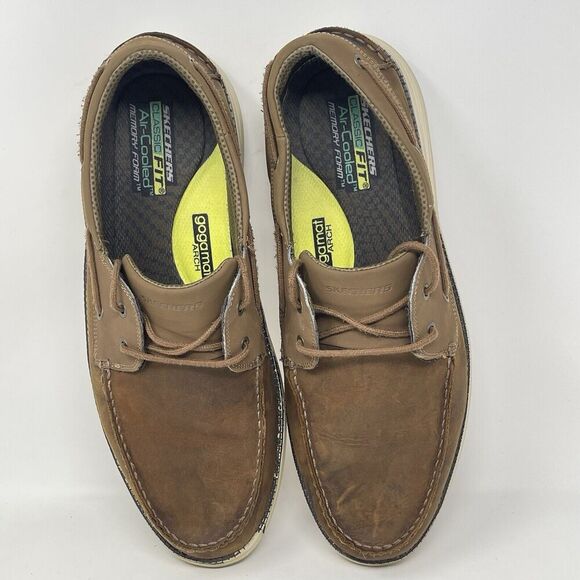 Skechers Status 2.0 Former Boat Shoes Mens 13 Brown Leather Loafer Lace Up Deck main image 13